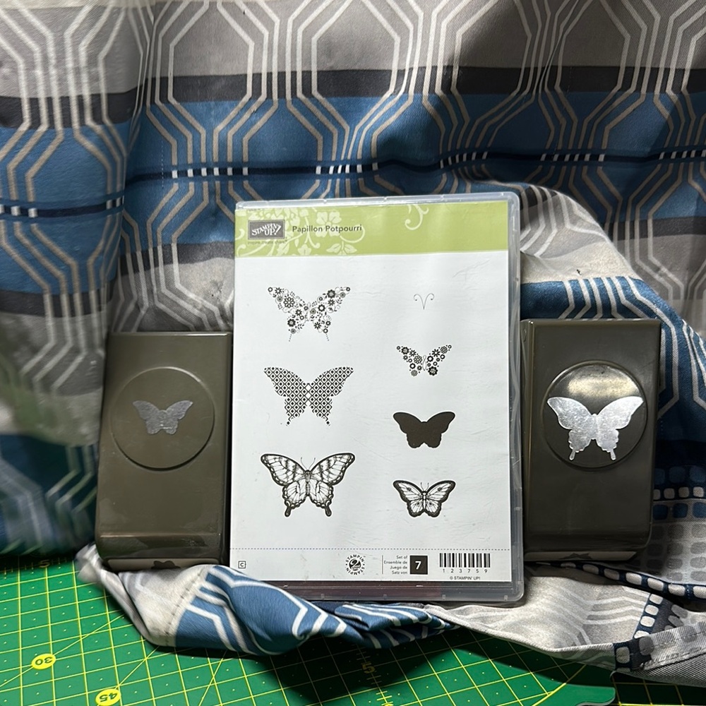Stampin' Up! Butterfly Punch and Stamp Set - Black and Silver